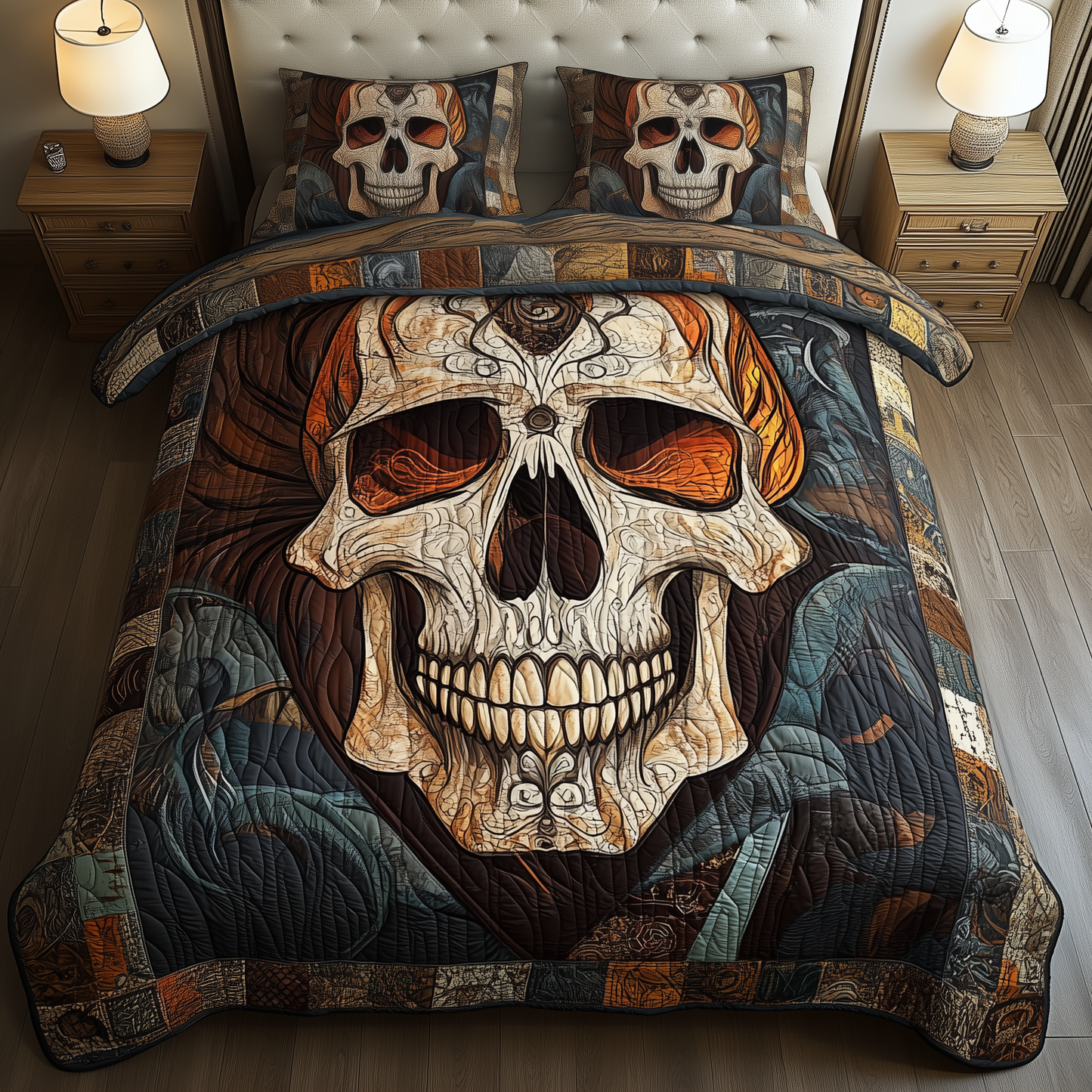 Mystique Solo Skull 3-Piece Quilted Bedding Set GFTOHD852