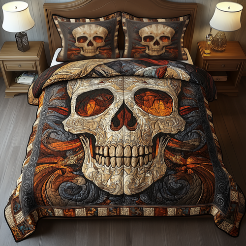 Mystique Solo Skull 3-Piece Quilted Bedding Set GFTOHD854