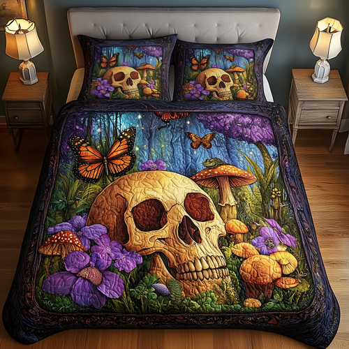 Dreamland Skull 3-Piece Quilted Bedding Set GFTOHD861