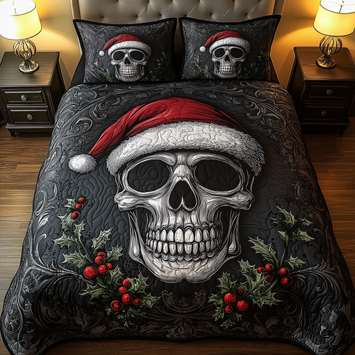 Dark Santa Skull 3-Piece Quilted Bedding Set GFTOHD862