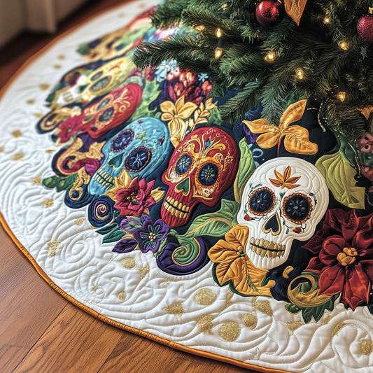 Christmas Joyful Skull Quilted Tree Skirt GFTOHD881