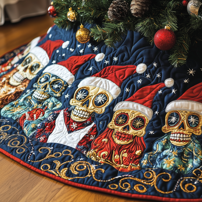 Christmas Joyful Skull Quilted Tree Skirt GFTOHD882