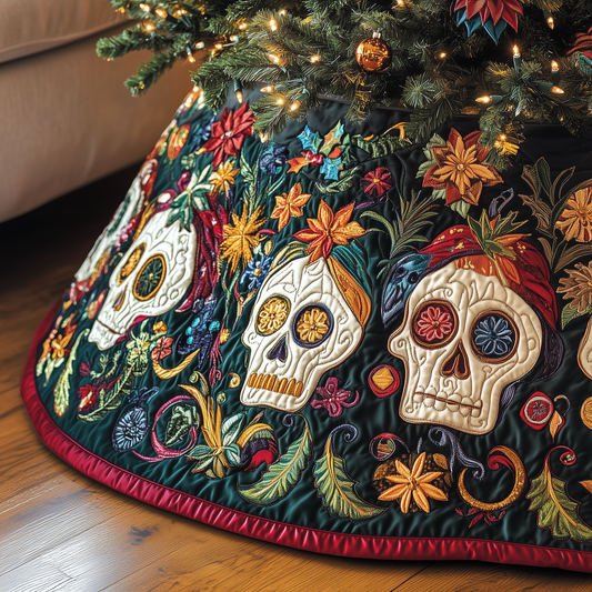 Christmas Joyful Skull Quilted Tree Skirt GFTOHD886