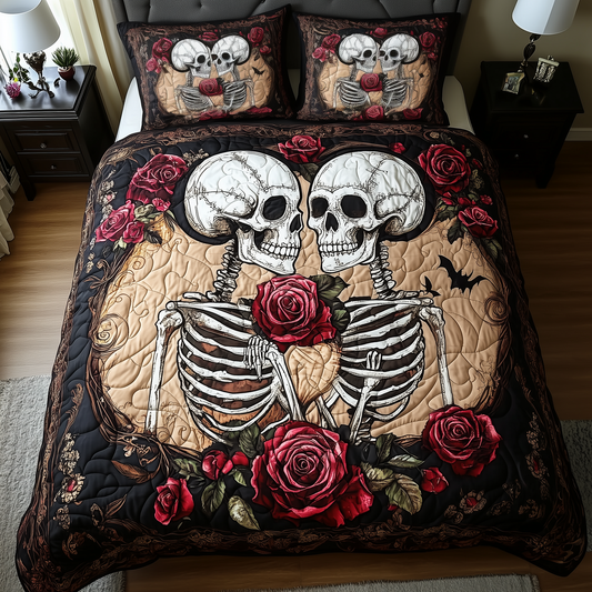 Mystique Skull Couple 3-Piece Quilted Bedding Set GFTOHD895