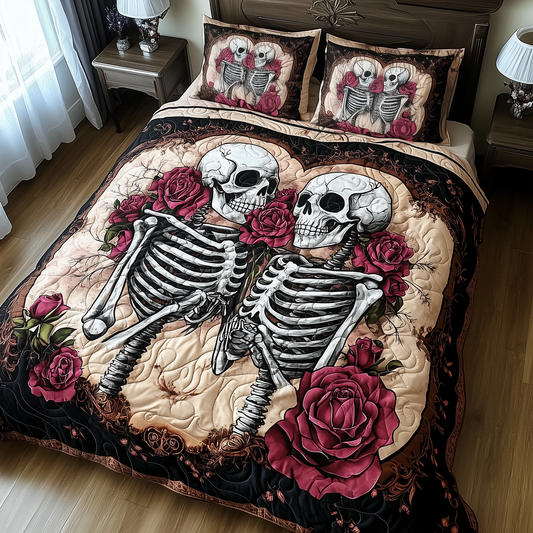 Mystique Skull Couple 3-Piece Quilted Bedding Set GFTOHD896