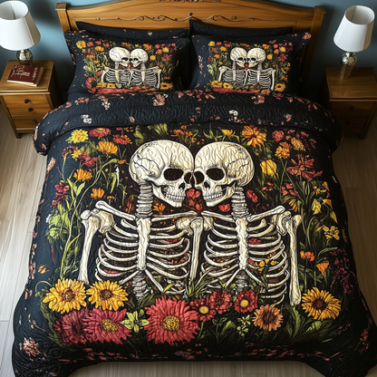 Mystique Skull Couple 3-Piece Quilted Bedding Set GFTOHD899