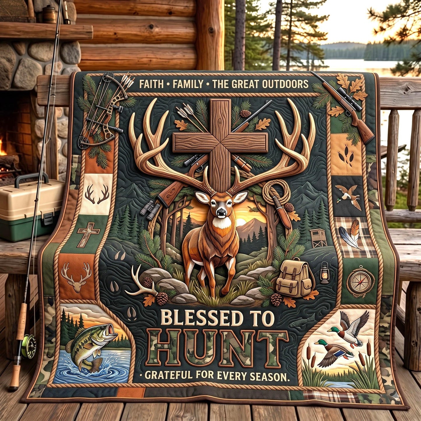 Blessed Hunter Quilted Blanket GFTOMA13989