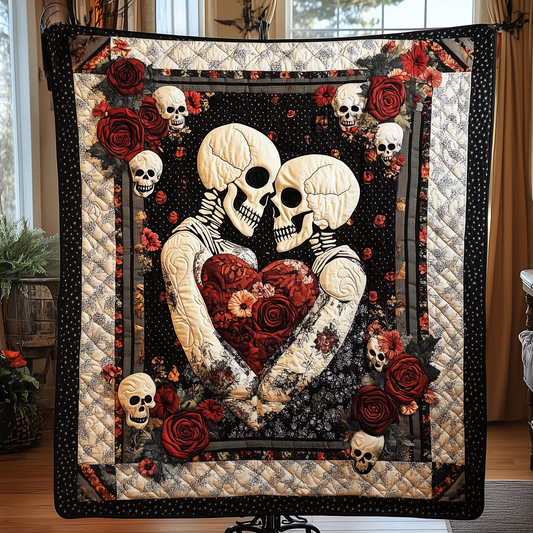 Happy Skull Couple Quilted Blanket GFTONL1105