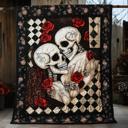 Happy Skull Couple Quilted Blanket GFTONL1111