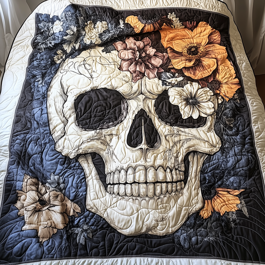 Floral Skull Quilted Blanket GFTONL1113