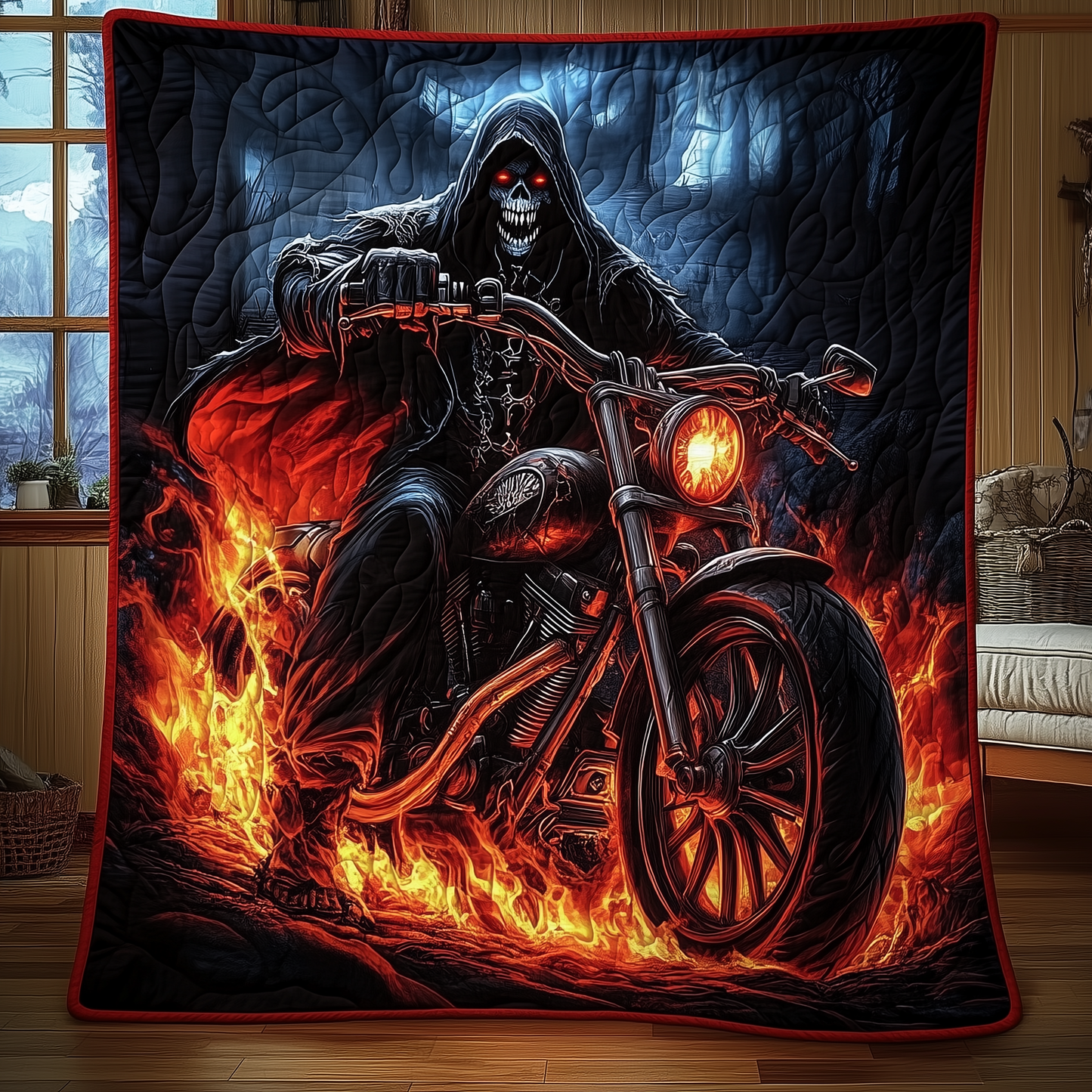 Grim Reaper Skull Quilted Blanket GFTONL1139