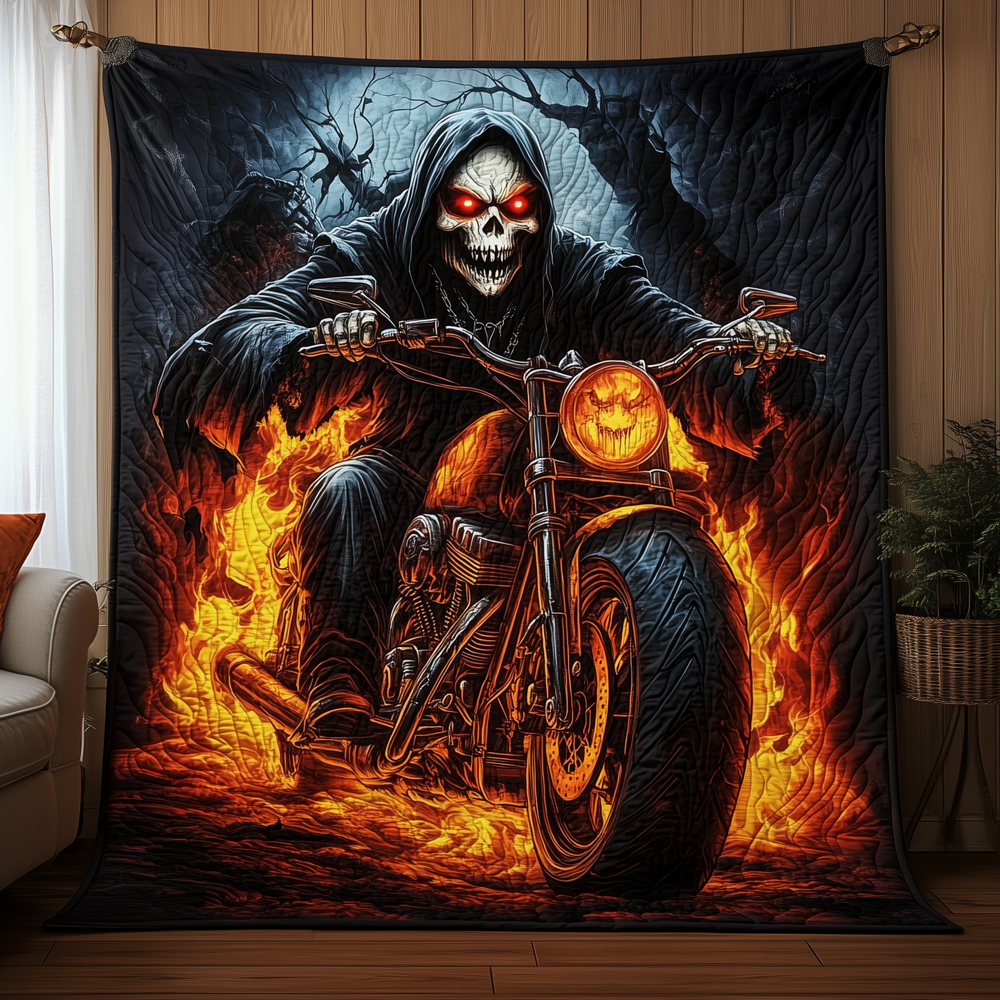 Grim Reaper Skull Quilted Blanket GFTONL1143