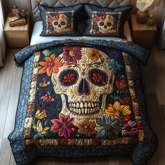 Vintage Skull  3-Piece Quilted Bedding Set GFTONL1150