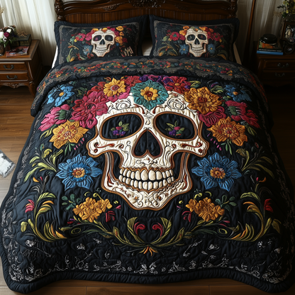 Vintage Skull  3-Piece Quilted Bedding Set GFTONL1156