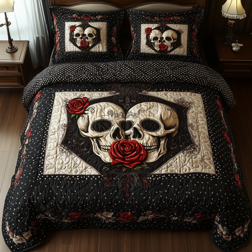 Vintage Skull  3-Piece Quilted Bedding Set GFTONL1161