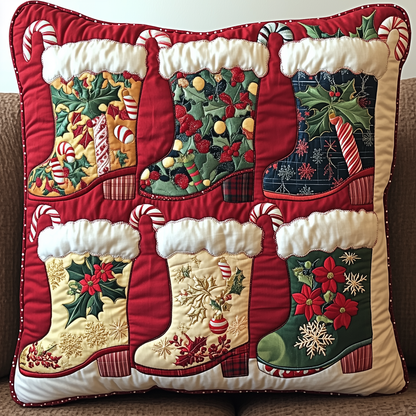 Christmas Santa Boot Quilted Pillow Case GFTONL1237