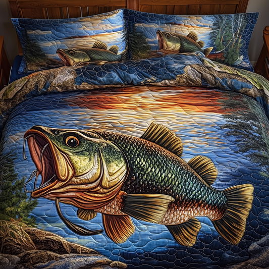 Fishing Life 3-Piece Quilted Bedding Set GFTONL1491