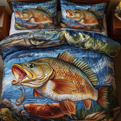 Fishing Life 3-Piece Quilted Bedding Set GFTONL1496