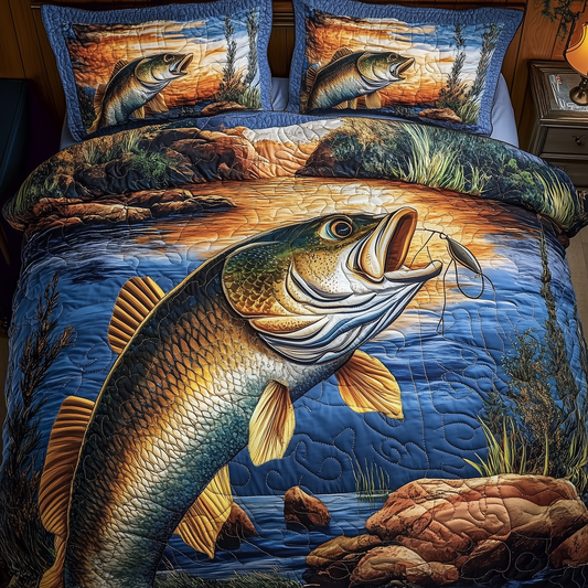 Fishing Life 3-Piece Quilted Bedding Set GFTONL1497