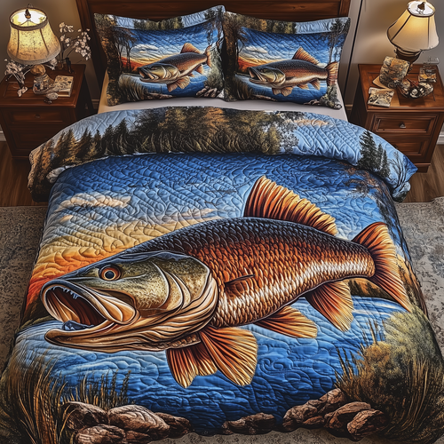 Fishing Life 3-Piece Quilted Bedding Set GFTONL1500