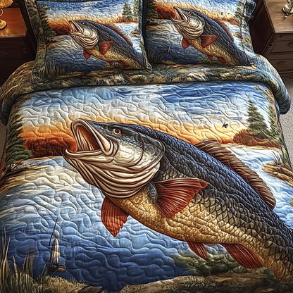 Fishing Life 3-Piece Quilted Bedding Set GFTONL1501