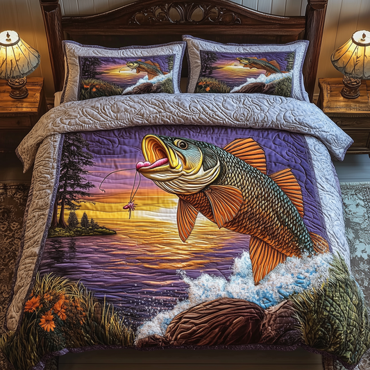 Fishing Life 3-Piece Quilted Bedding Set GFTONL1503