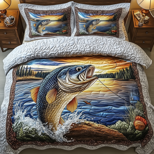 Fishing Life 3-Piece Quilted Bedding Set GFTONL1509