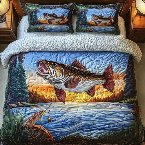 Fishing Life 3-Piece Quilted Bedding Set GFTONL1510