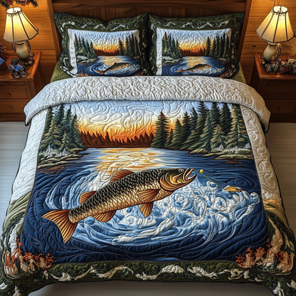 Fishing Life 3-Piece Quilted Bedding Set GFTONL1514