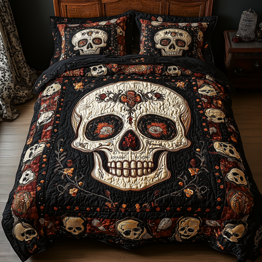 Vintage Bold Skull 3-Piece Quilted Bedding Set GFTONL1605