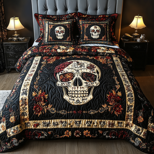 Vintage Bold Skull 3-Piece Quilted Bedding Set GFTONL1613