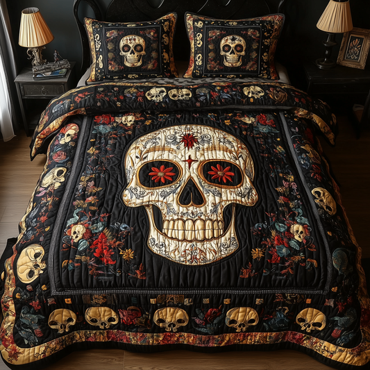 Vintage Bold Skull 3-Piece Quilted Bedding Set GFTONL1624