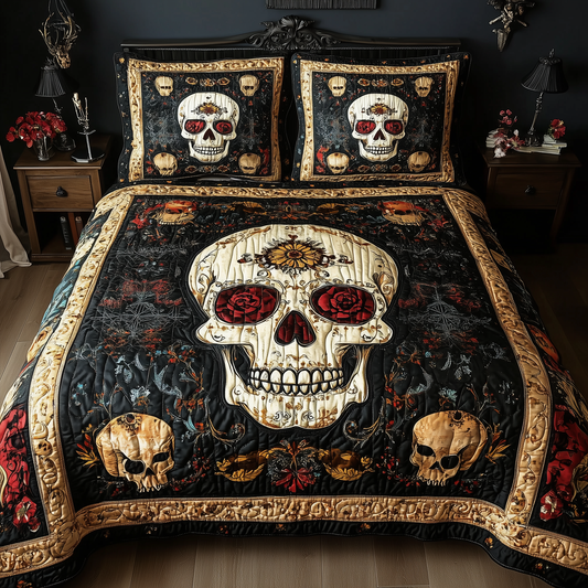 Vintage Bold Skull 3-Piece Quilted Bedding Set GFTONL1627