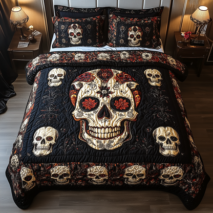 Vintage Bold Skull 3-Piece Quilted Bedding Set GFTONL1628