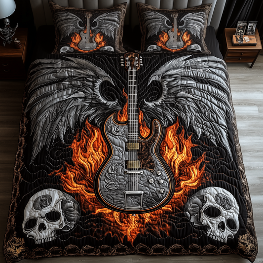 Heavy Metal Guitar 3-Piece Quilted Bedding Set GFTONL1635