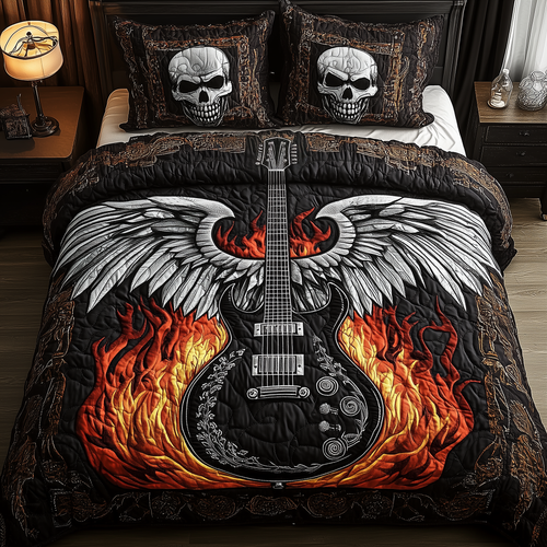 Heavy Metal Guitar 3-Piece Quilted Bedding Set GFTONL1636