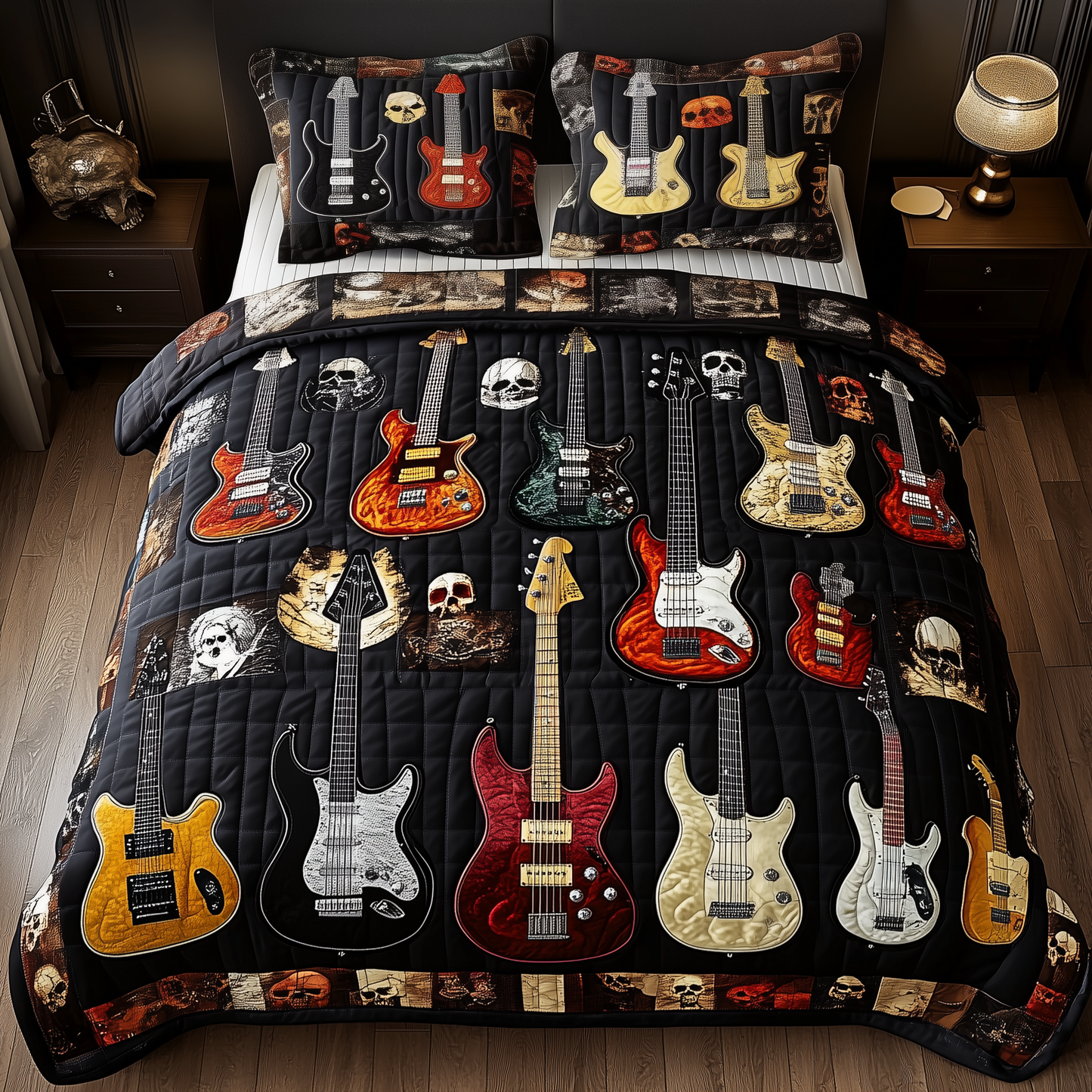 Intricate Electric Guitars 3-Piece Quilted Bedding Set GFTONL1641