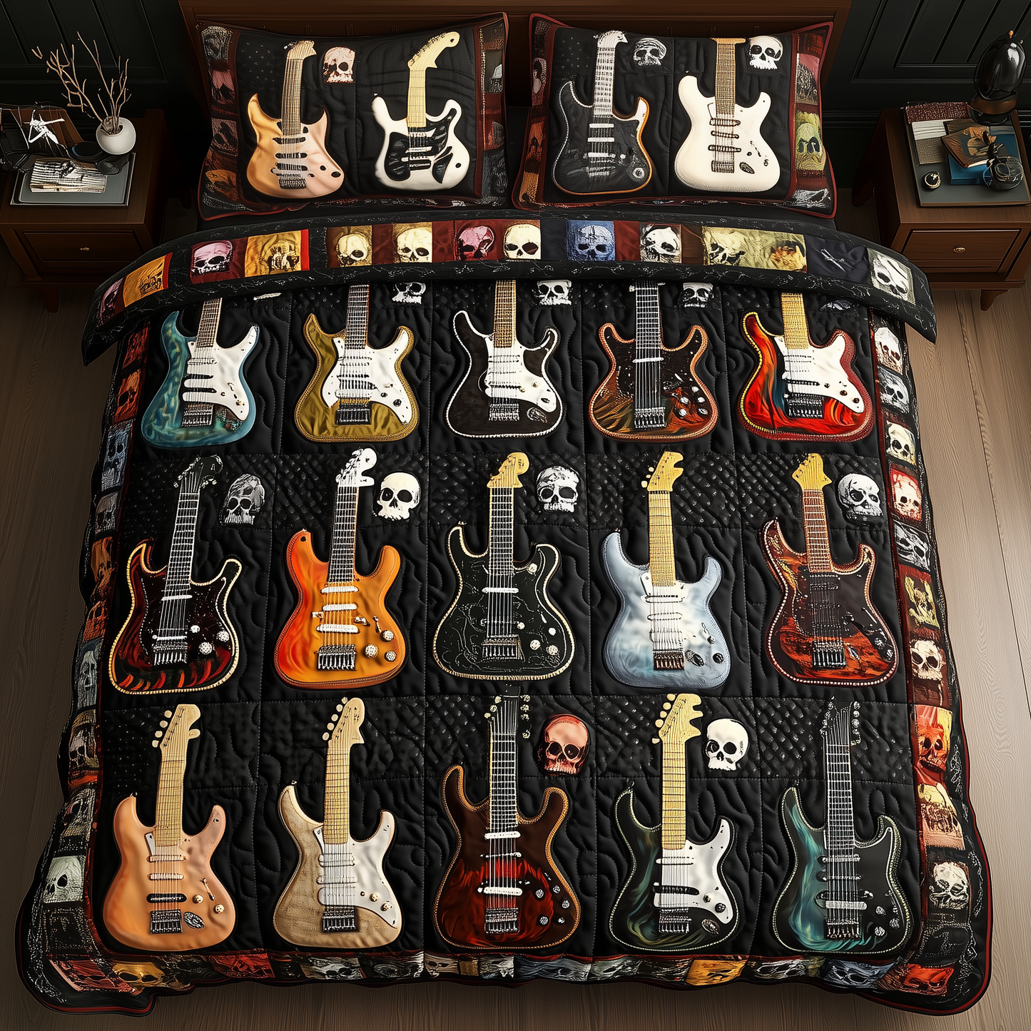 Intricate Electric Guitars 3-Piece Quilted Bedding Set GFTONL1642