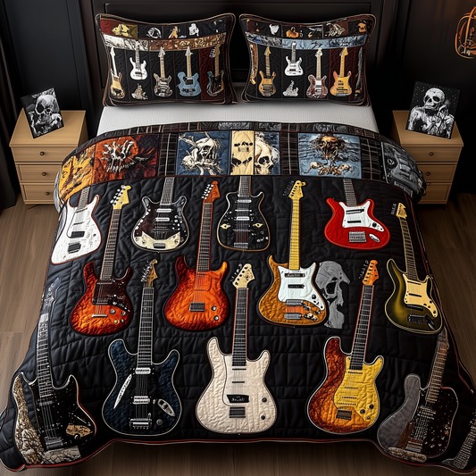 Intricate Electric Guitars 3-Piece Quilted Bedding Set GFTONL1643