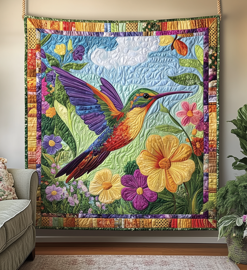 Vibrant Hummingbird Quilted Blanket GFTONL1732