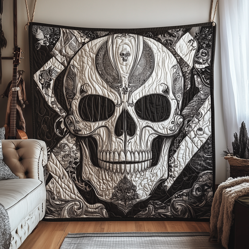 Black And White Skull Quilted Blanket GFTONL1784