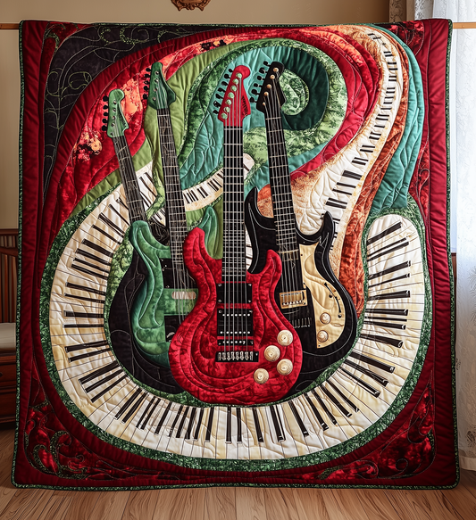 Whirlwind of Melody Guitar Quilted Blanket GFTONL179