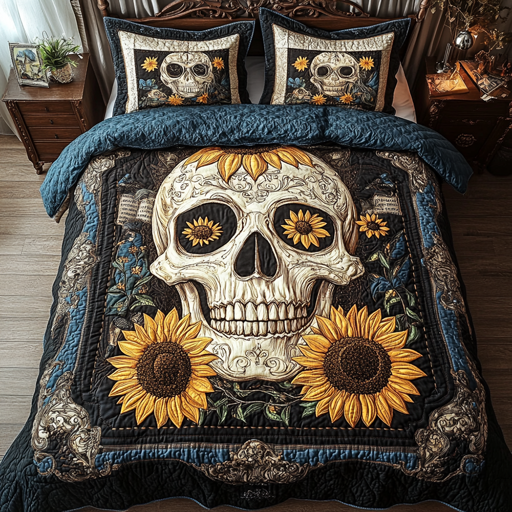 Skull 3-Piece Quilted Bedding Set GFTONL2622