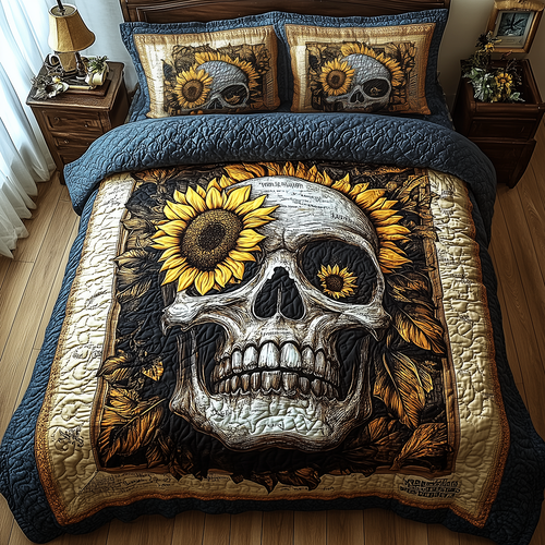 Skull 3-Piece Quilted Bedding Set GFTONL2624