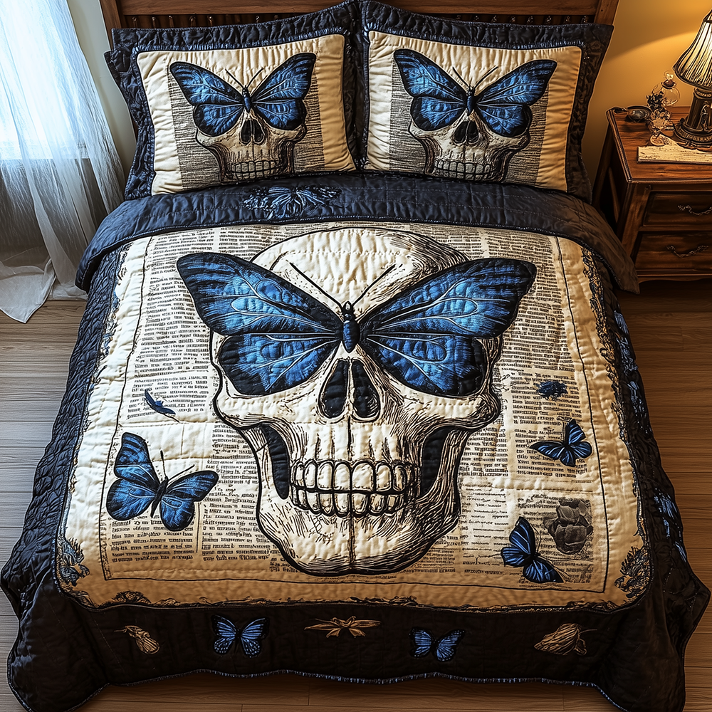 Skull 3-Piece Quilted Bedding Set GFTONL2626