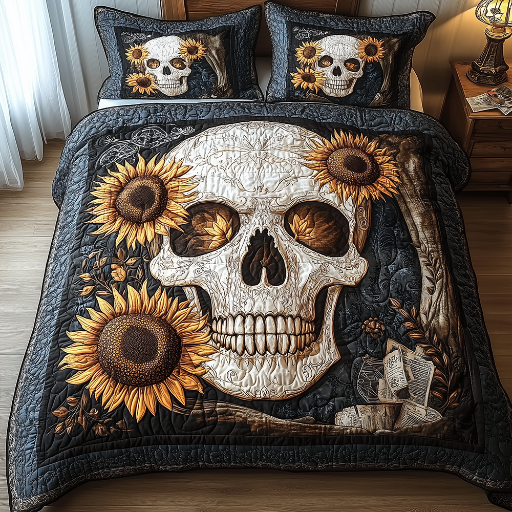 Skull 3-Piece Quilted Bedding Set GFTONL2629