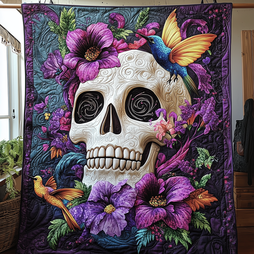 Artistic Skull Quilted Blanket GFTONL2655