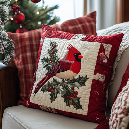 Red Cardinal Holiday Quilted Pillow Case GFTONL337