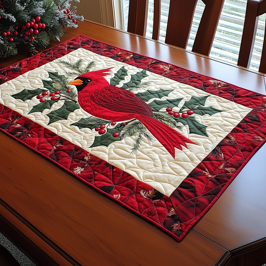 Holly Cardinal Quilted Table Runner GFTONL353