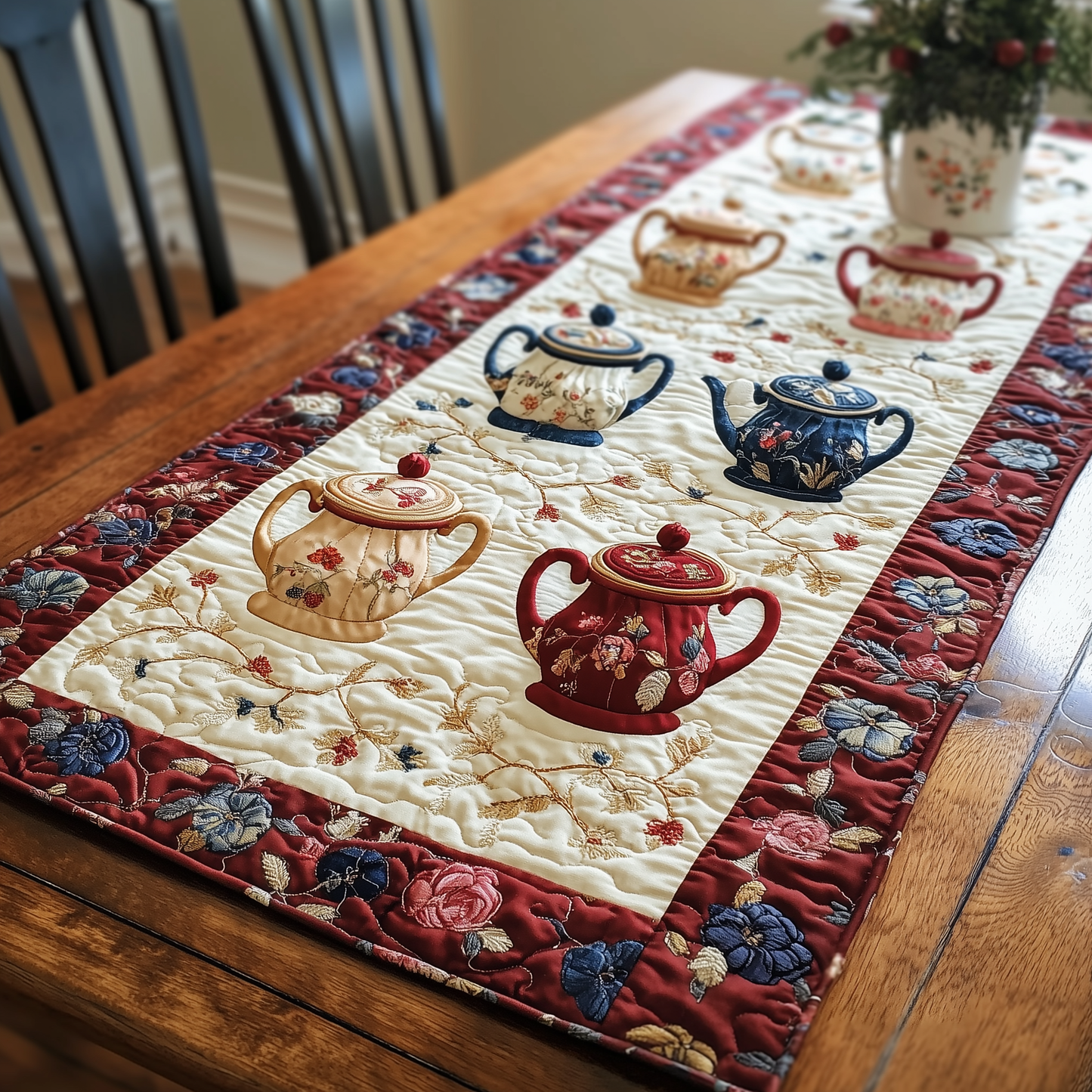 Floral Teapot Quilted Table Runner GFTONL871